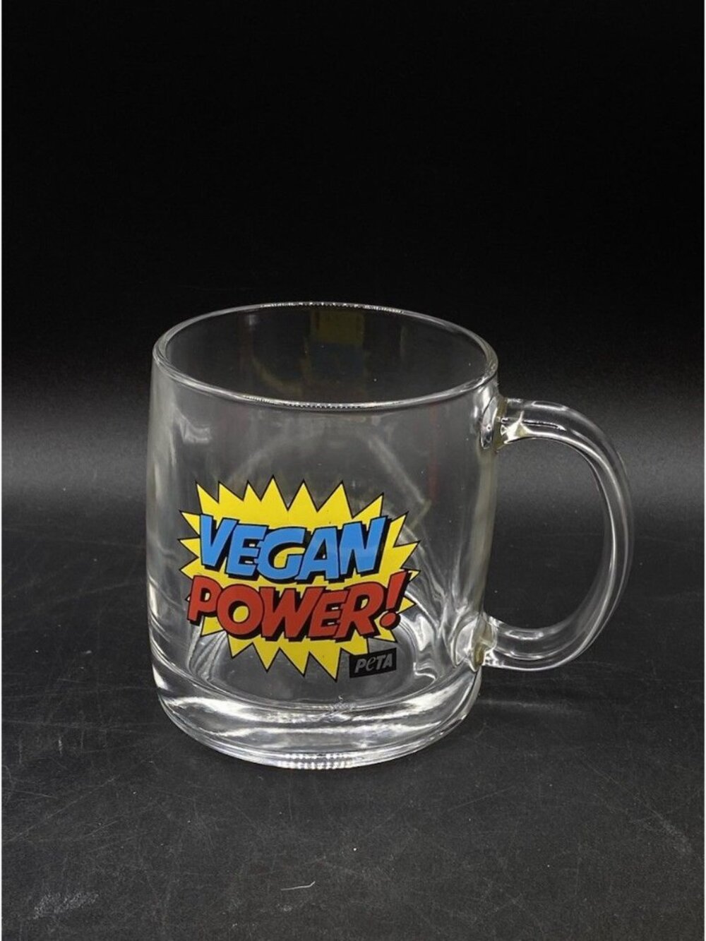 PETA Vegan Power! Clear Coffee Mug Vintage